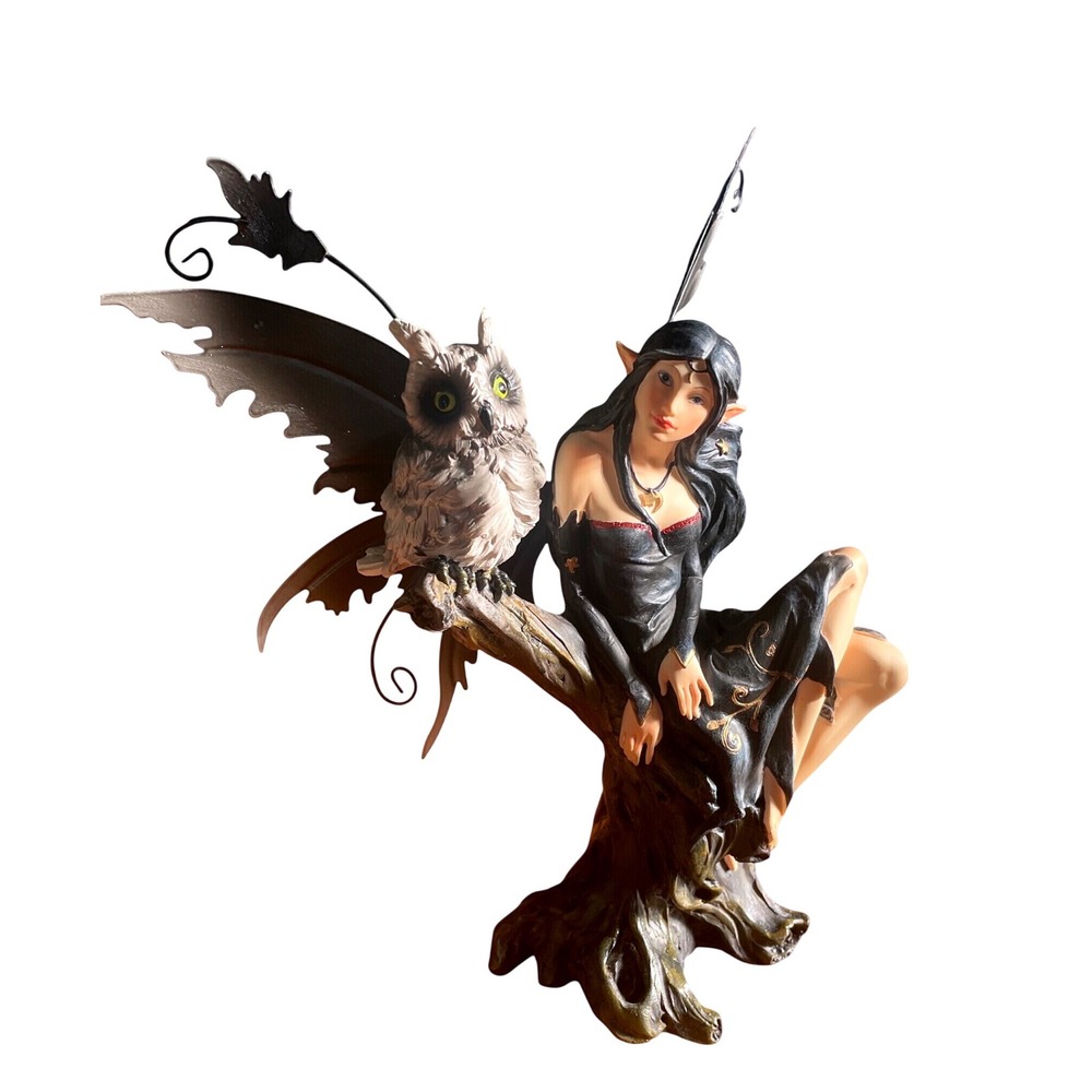 Zemeno Gothic Night Fairy and Owl Figurine Mythical Fantasy Resin Statue
10"